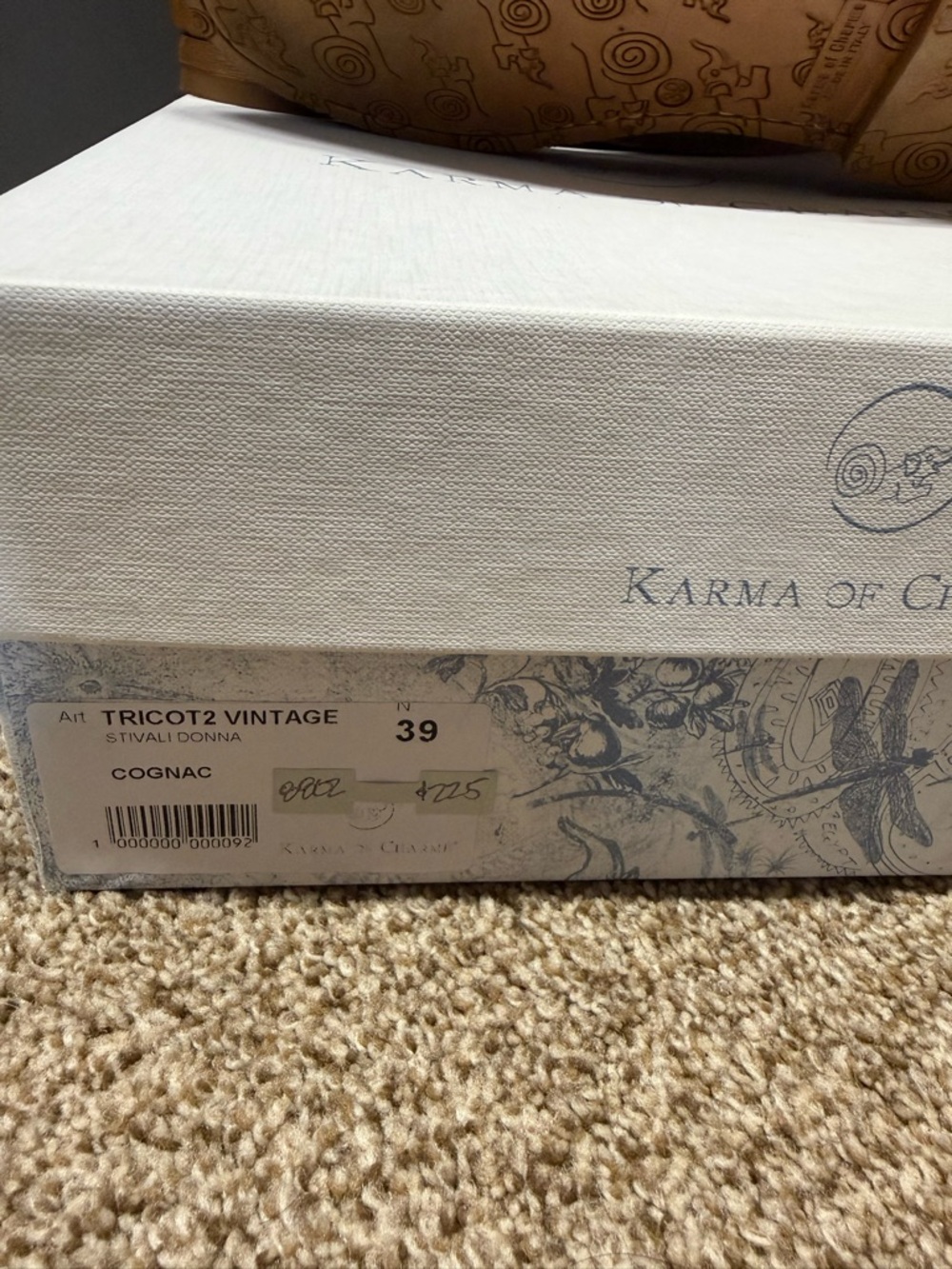 KARMA of CHARME Tan Leather & Metallic Woven Mid-Calf Lace-Up Boots - Picture 4 of 5
